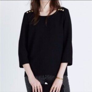 Madewell et SEZANE Colette Black Top with Gold Buttons Size XS